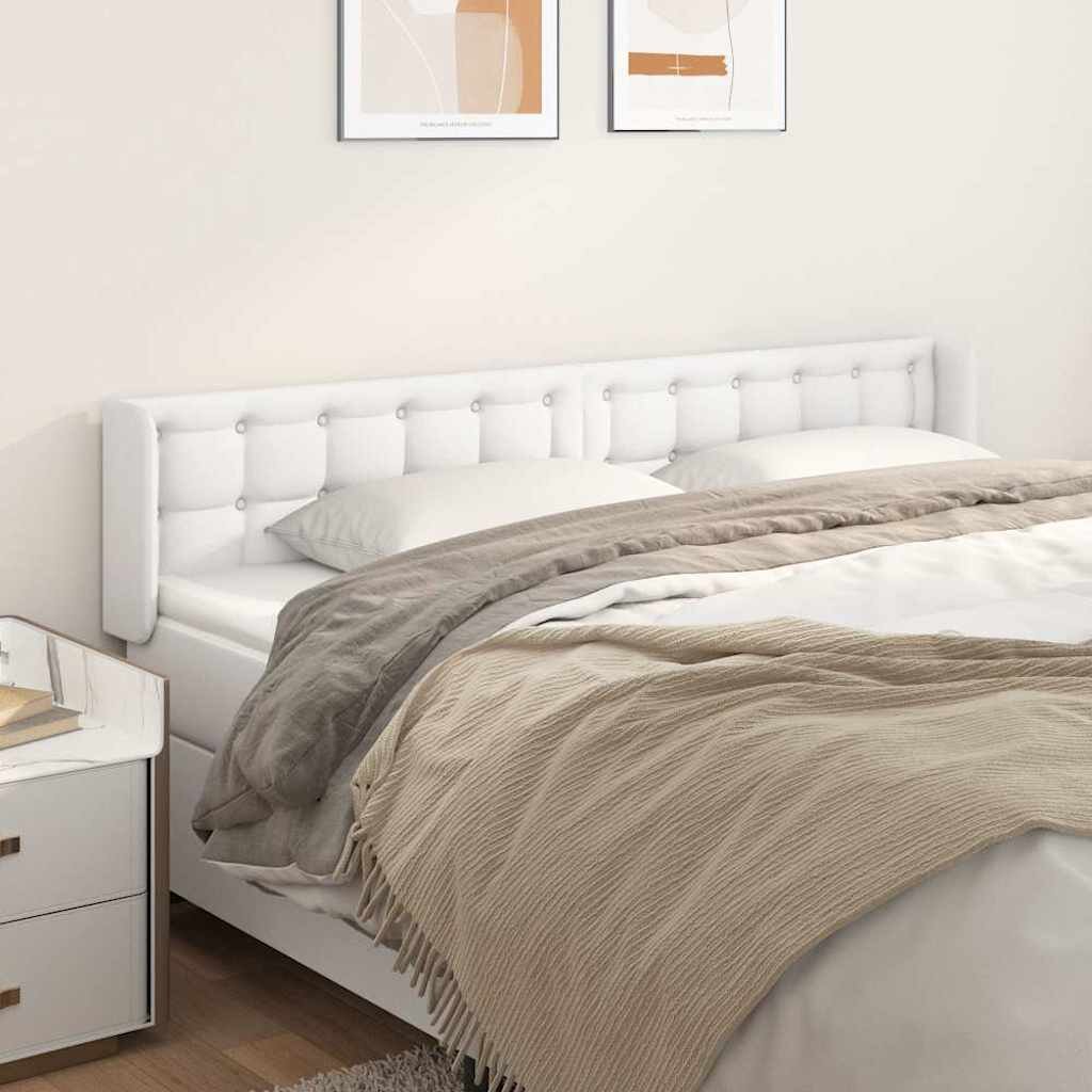 vidaXL Горна табла за легло Бяла 163x16x78/88 см изкуствена кожа