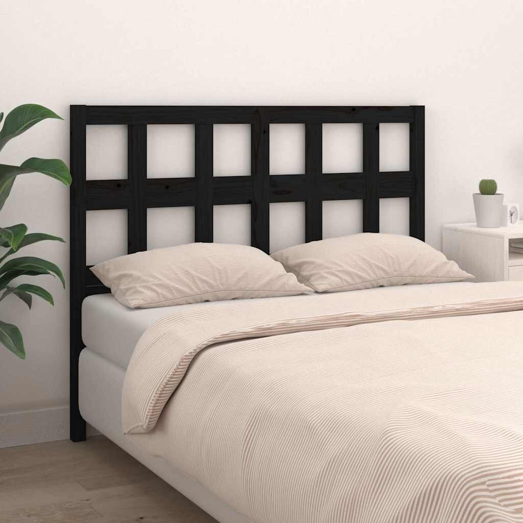 vidaXL Горна табла за легло черна 1655x4x100 см бор масив
