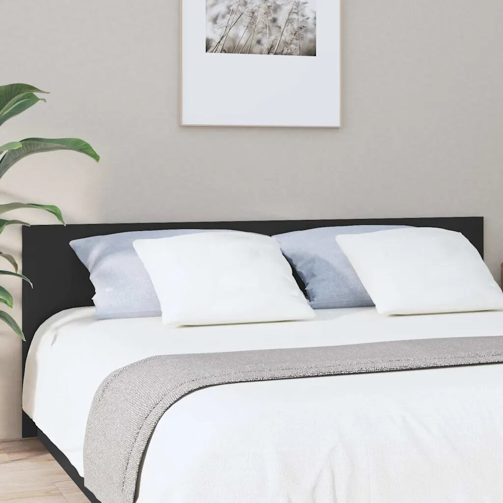 vidaXL Горна табла за легло черна 200x15x80 см инженерна дървесина