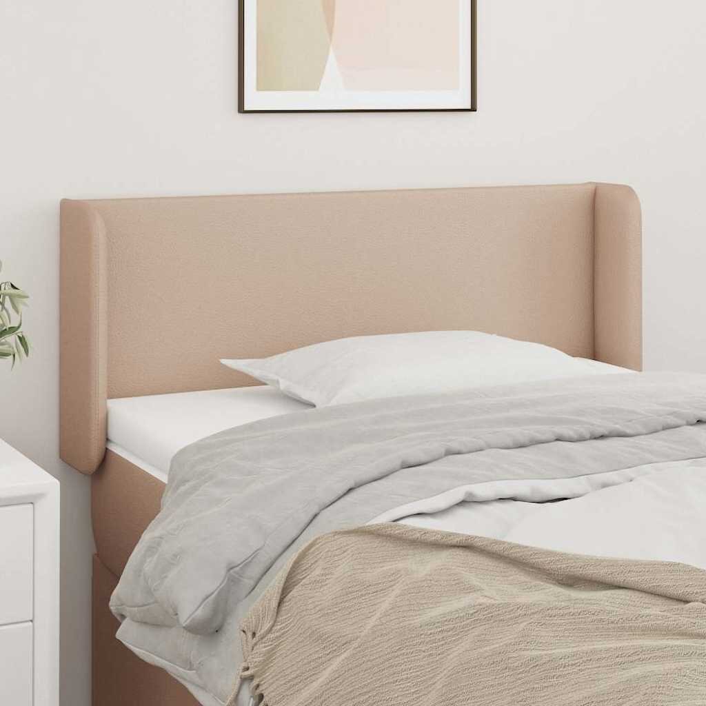 vidaXL Горна табла за легло капучино103x16x78/88 см изкуствена кожа