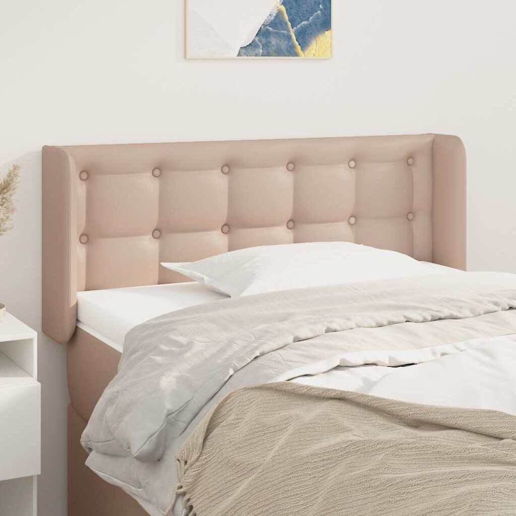 vidaXL Горна табла за легло капучино103x16x78/88 см изкуствена кожа