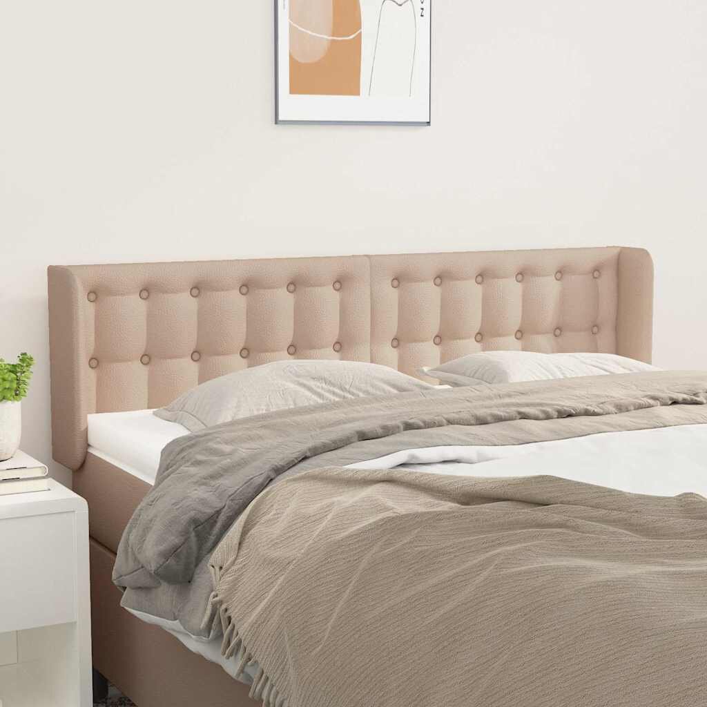 vidaXL Горна табла за легло капучино147x16x78/88 см изкуствена кожа