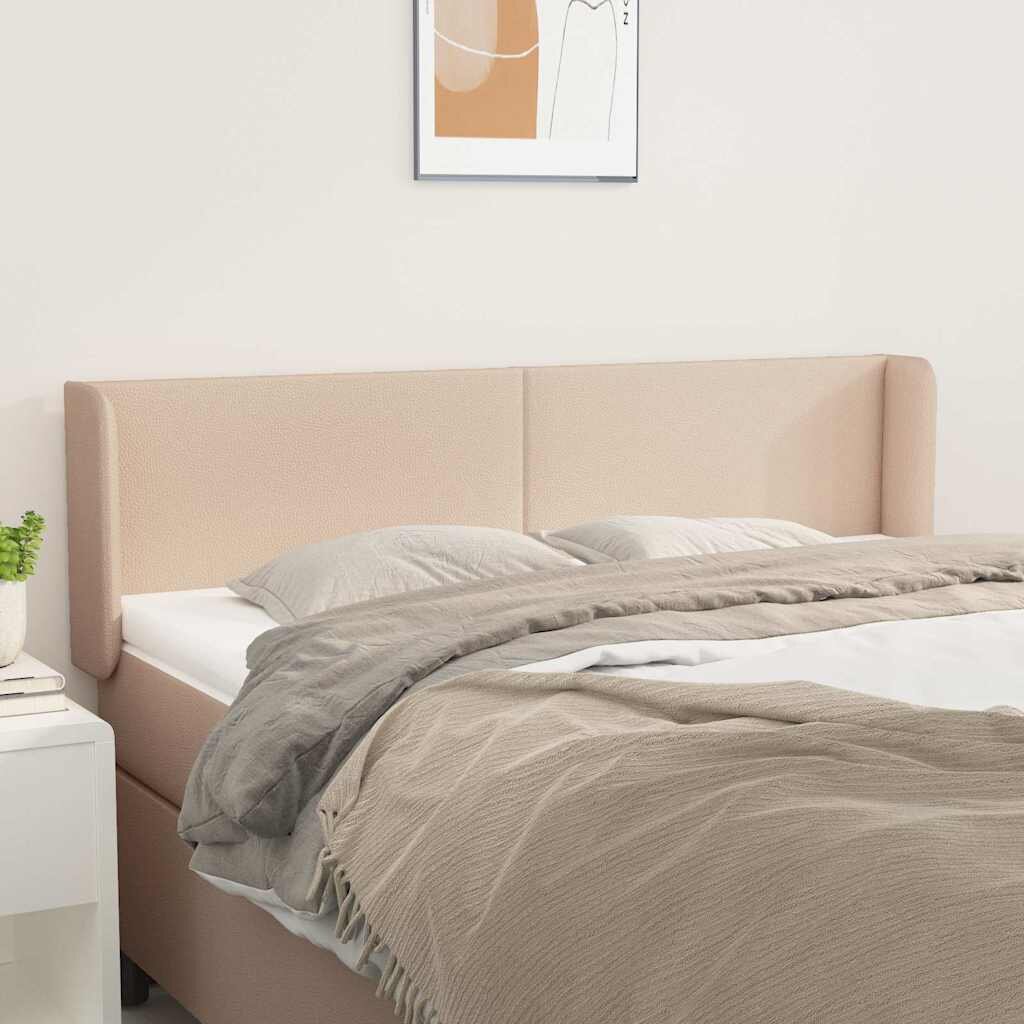 vidaXL Горна табла за легло капучино147x16x78/88 см изкуствена кожа