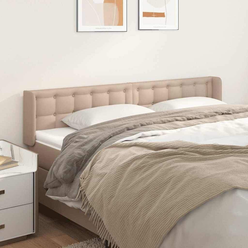 vidaXL Горна табла за легло капучино163x16x78/88 см изкуствена кожа