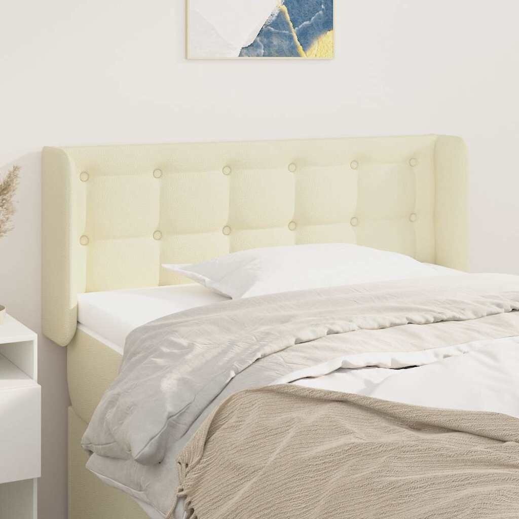 vidaXL Горна табла за легло кремава 103x16x78/88 см изкуствена кожа