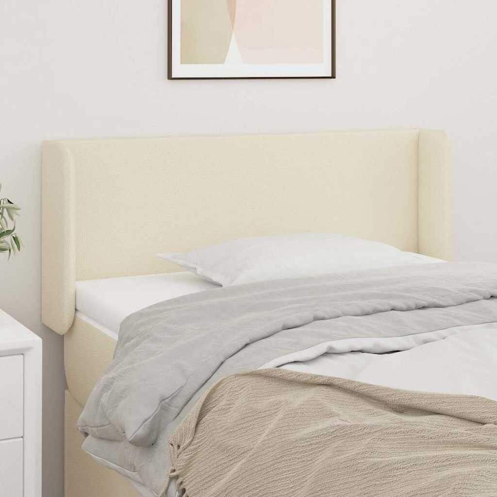 vidaXL Горна табла за легло кремава 83x16x78/88 см изкуствена кожа