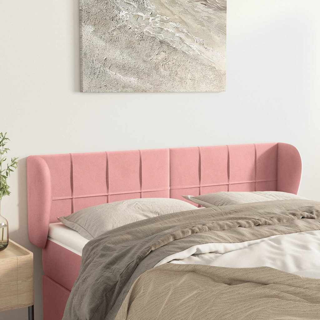 vidaXL Горна табла за легло розова 147x23x78/88 см кадифе