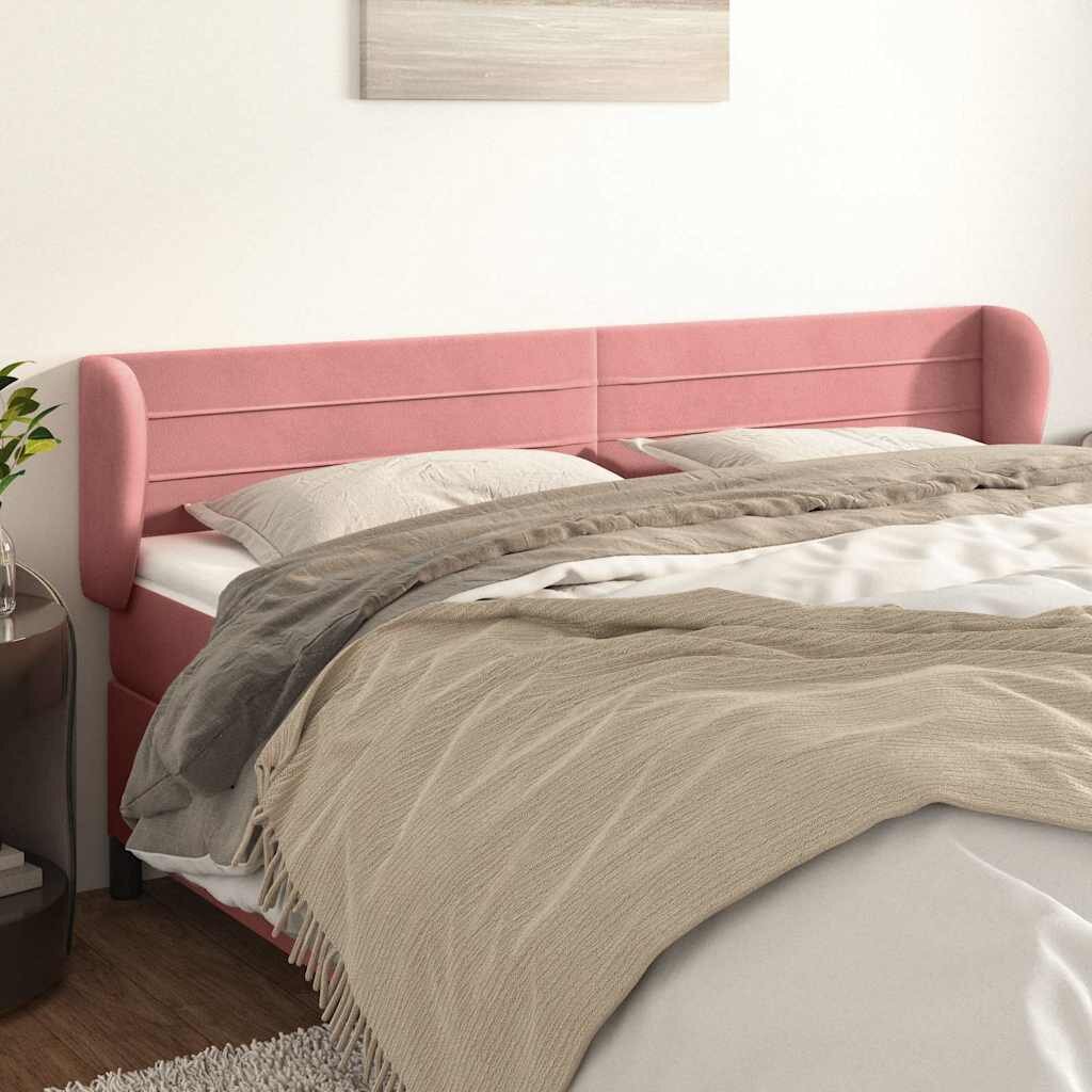 vidaXL Горна табла за легло розова 163x23x78/88 см кадифе