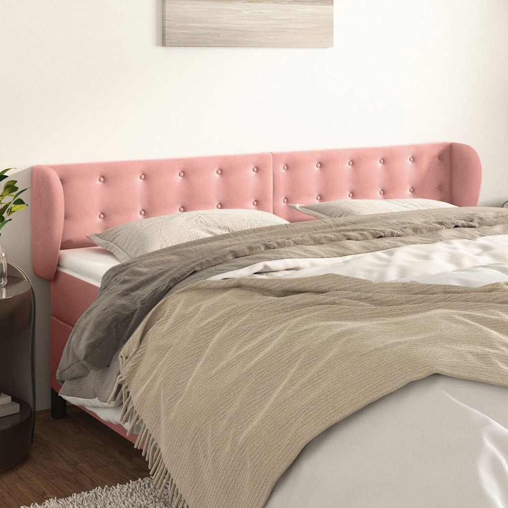 vidaXL Горна табла за легло розова 163x23x78/88 см кадифе