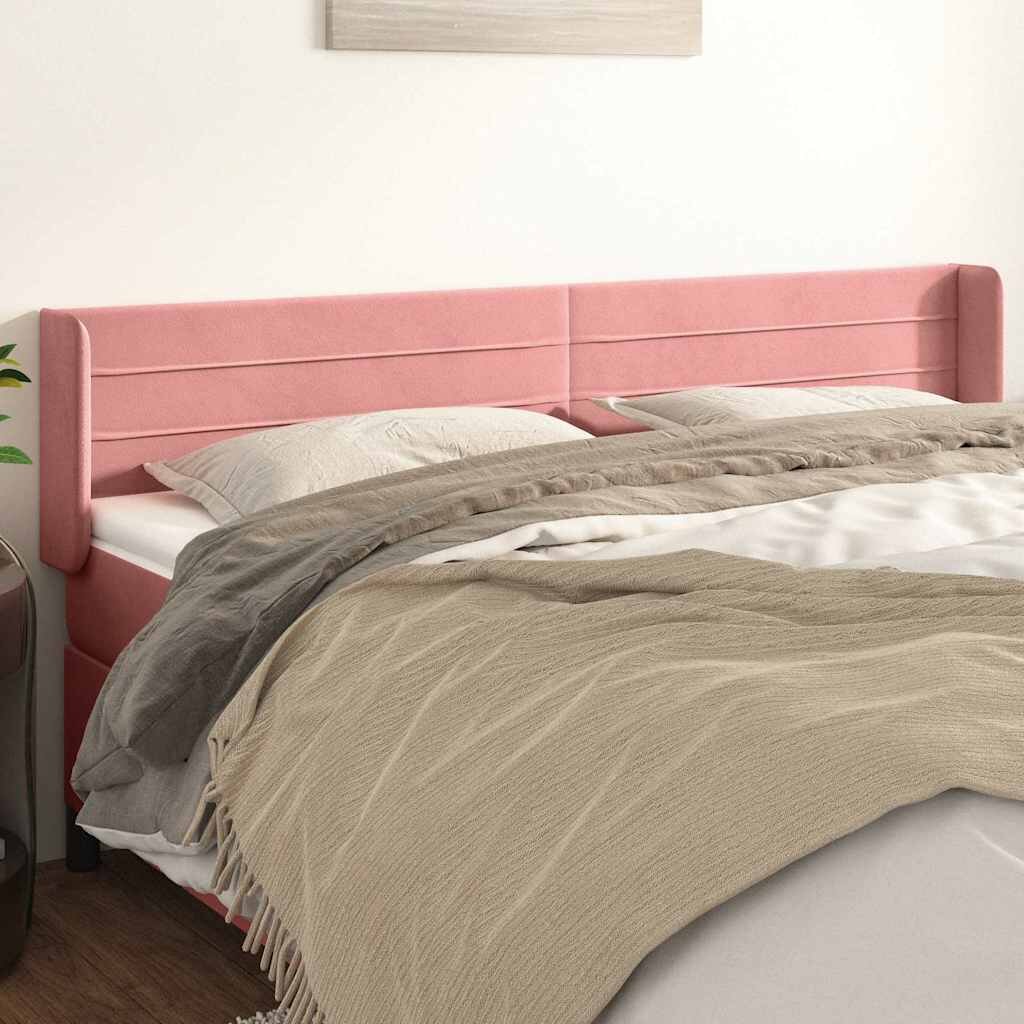 vidaXL Горна табла за легло розова 183x16x78/88 см кадифе