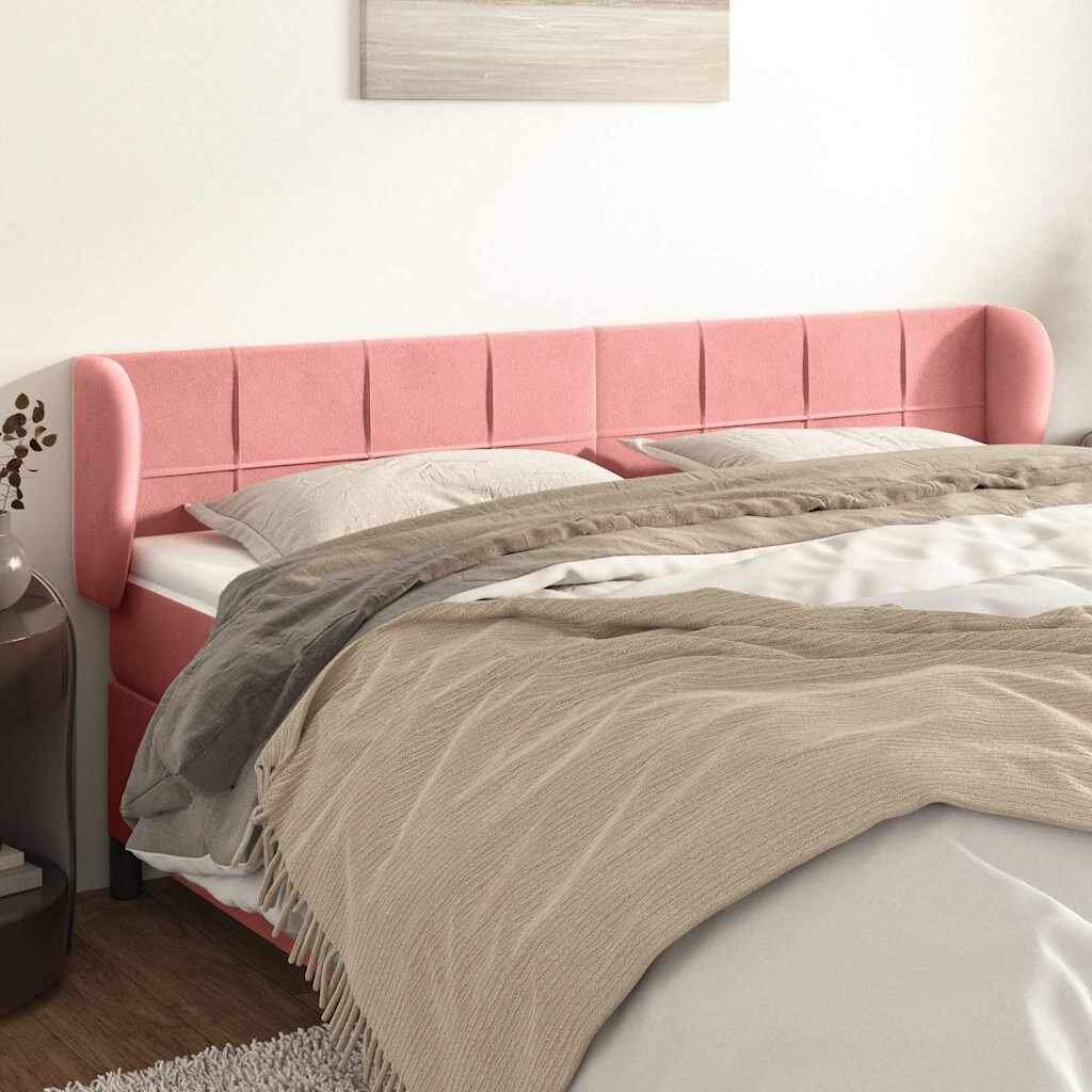 vidaXL Горна табла за легло розова 183x23x78/88 см кадифе