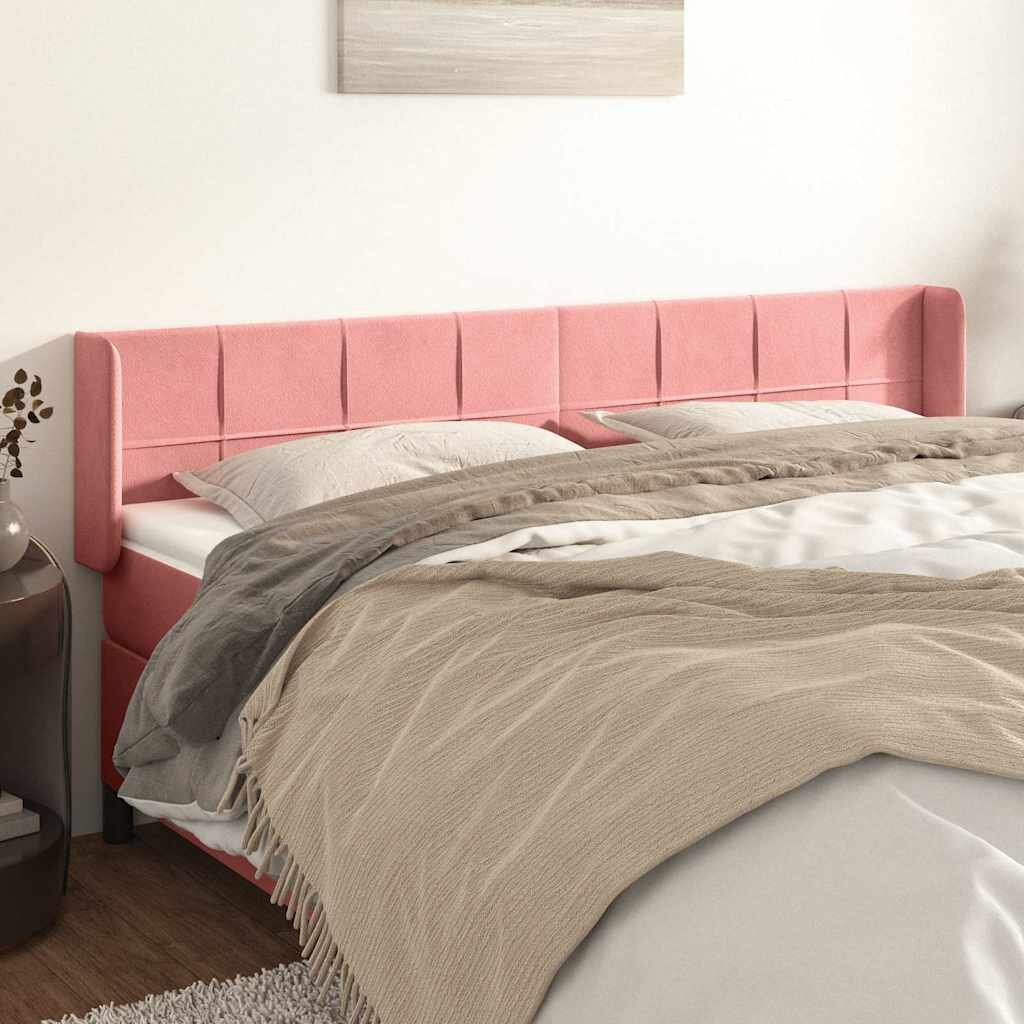 vidaXL Горна табла за легло розова 203x16x78/88 см кадифе