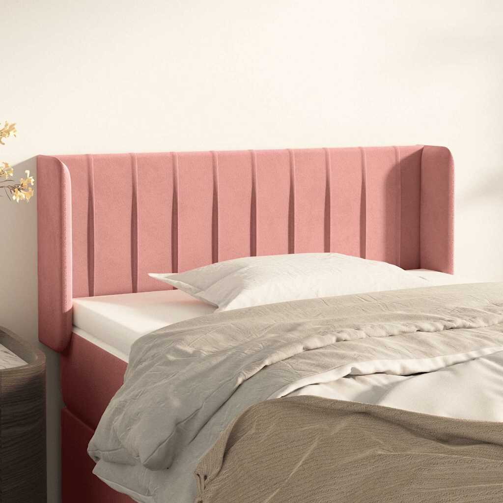 vidaXL Горна табла за легло розова 93x16x78/88 см кадифе