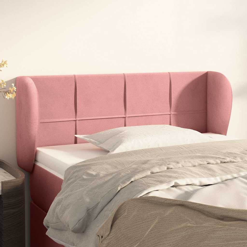 vidaXL Горна табла за легло розова 93x23x78/88 см кадифе