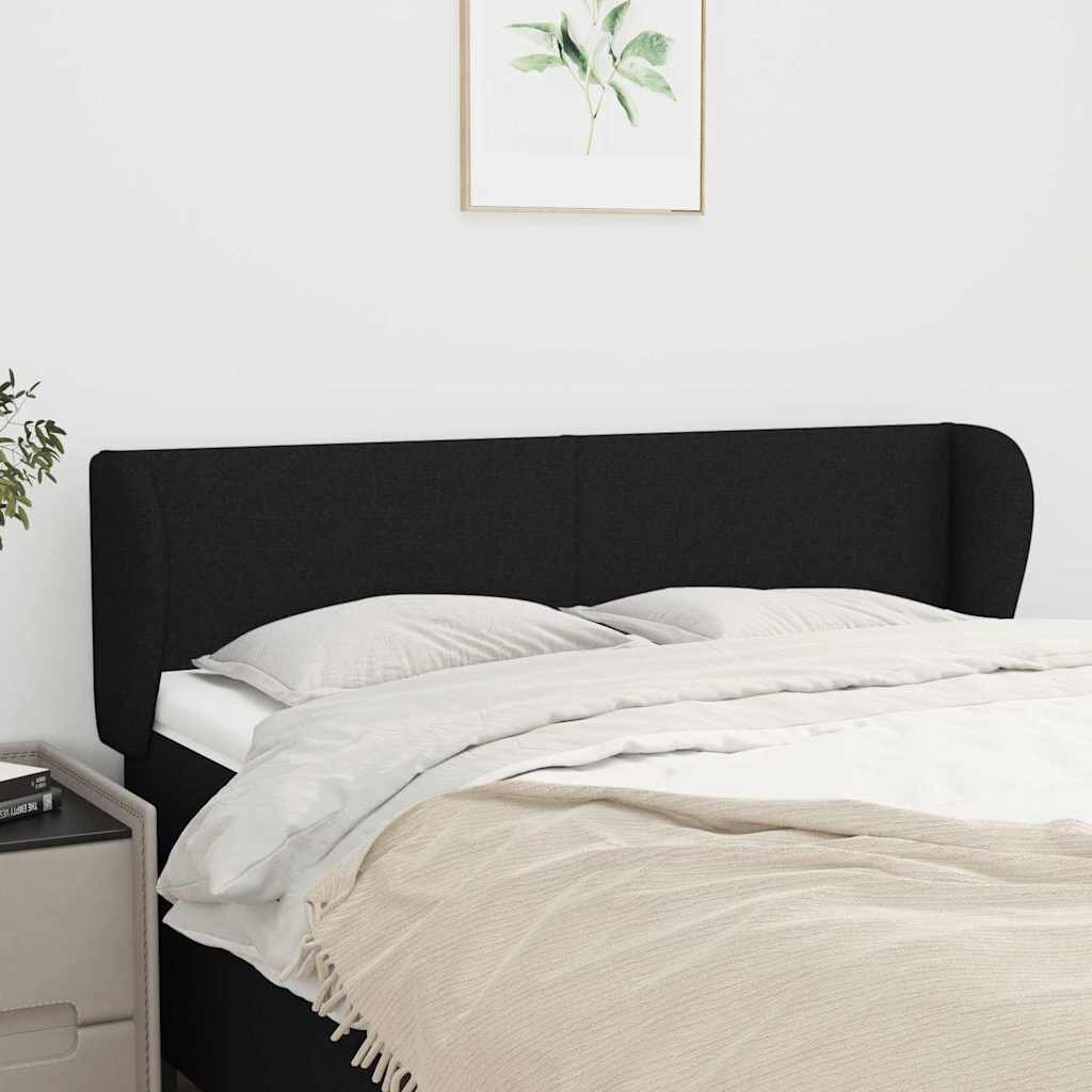 vidaXL Горна табла за легло с уши черна 147x23x78/88 см плат