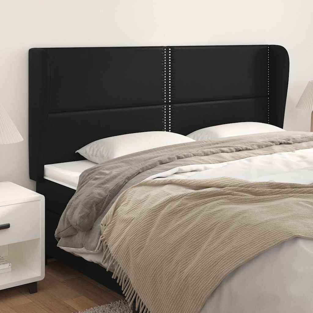 vidaXL Горна табла за легло с уши черна 203x23x118/128 см кадифе