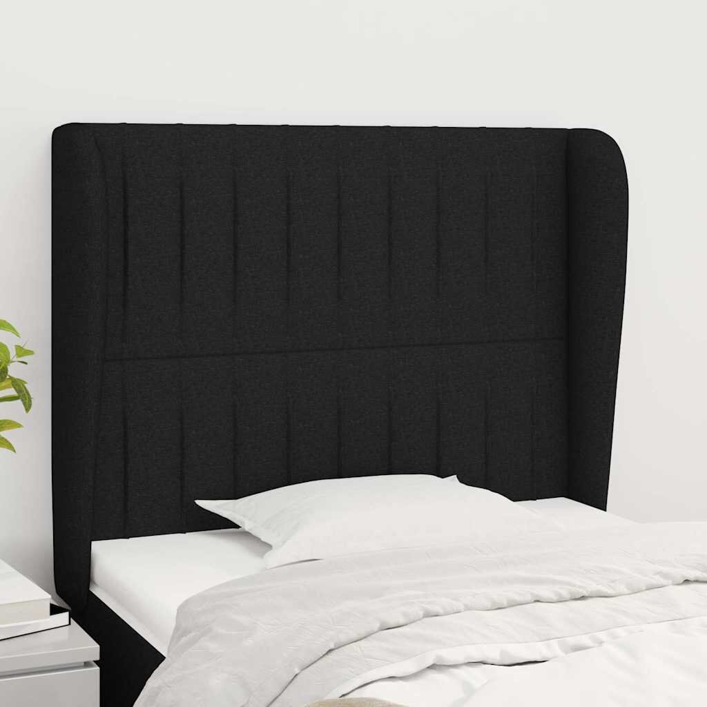 vidaXL Горна табла за легло с уши черна 83x23x118/128 см плат