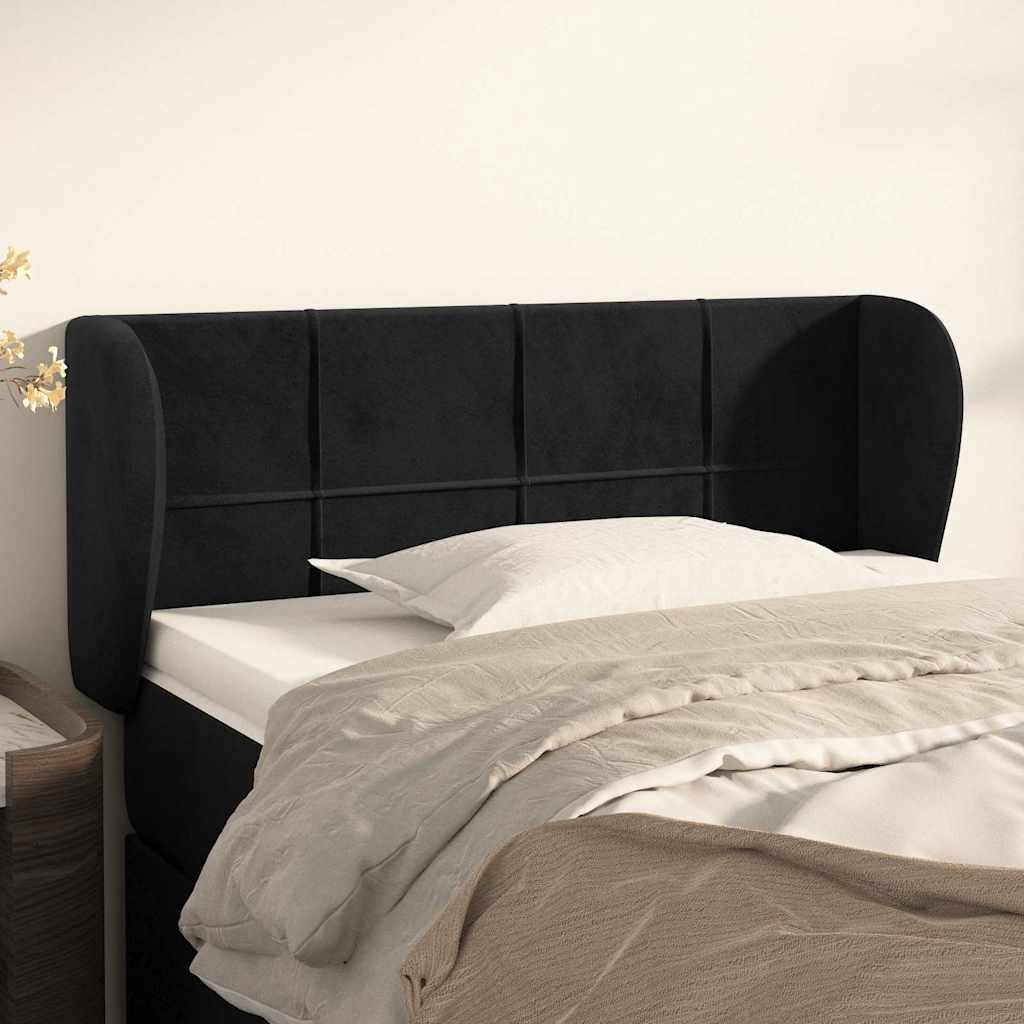 vidaXL Горна табла за легло с уши черна 93x23x78/88 см кадифе