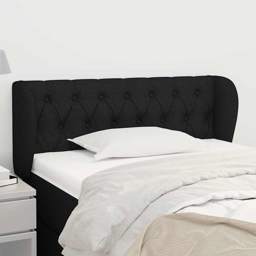 vidaXL Горна табла за легло с уши черна 93x23x78/88 см плат
