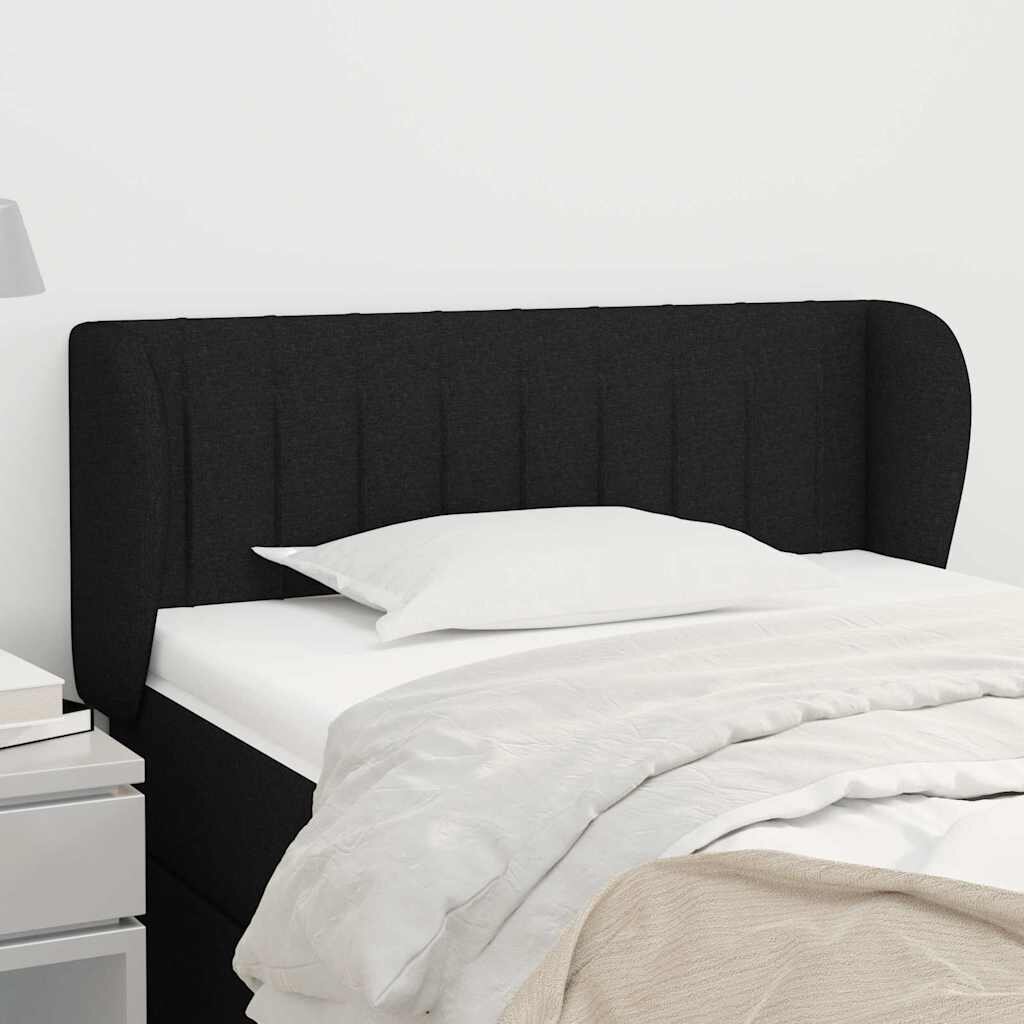 vidaXL Горна табла за легло с уши черна 93x23x78/88 см плат