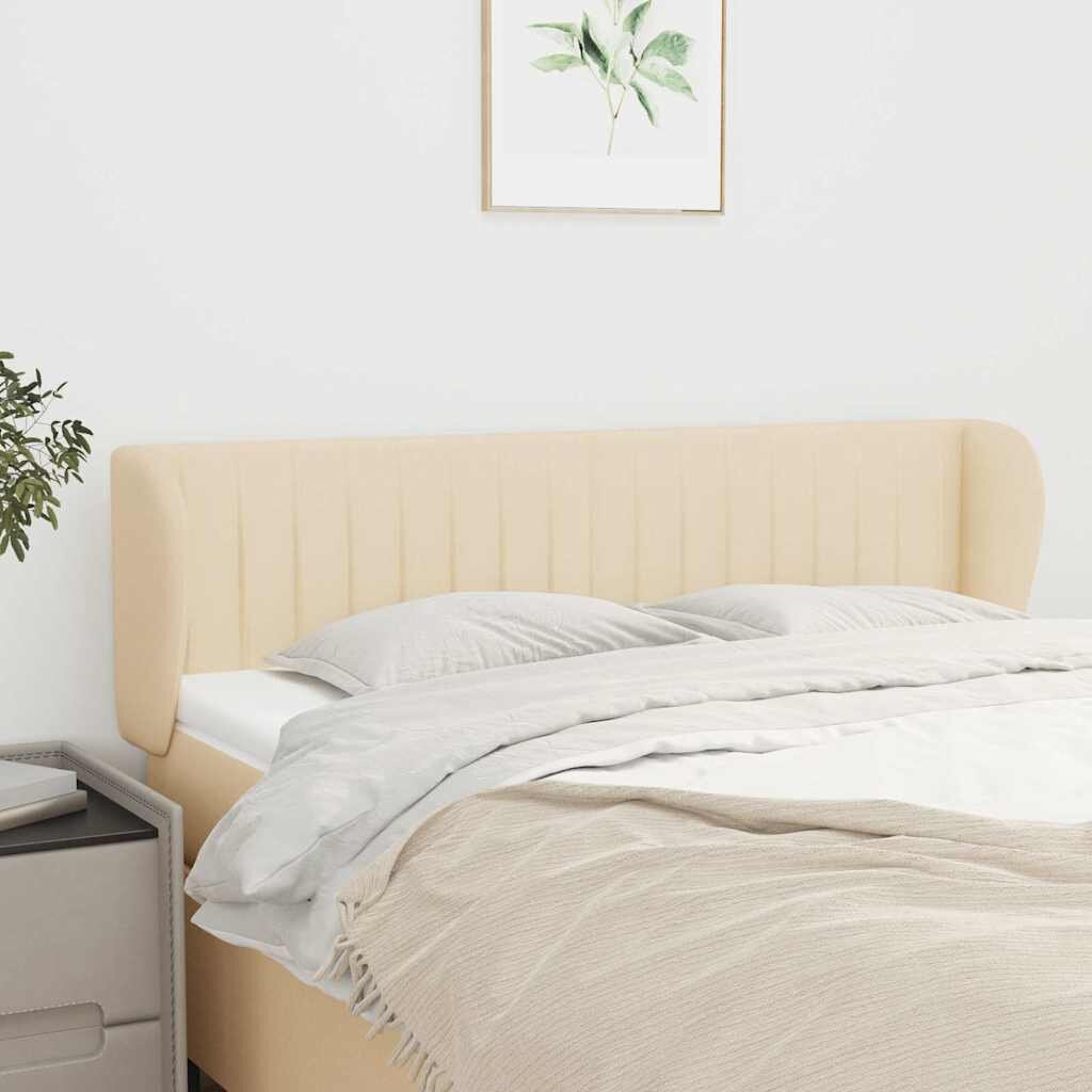 vidaXL Горна табла за легло с уши кремава 147x23x78/88 см плат