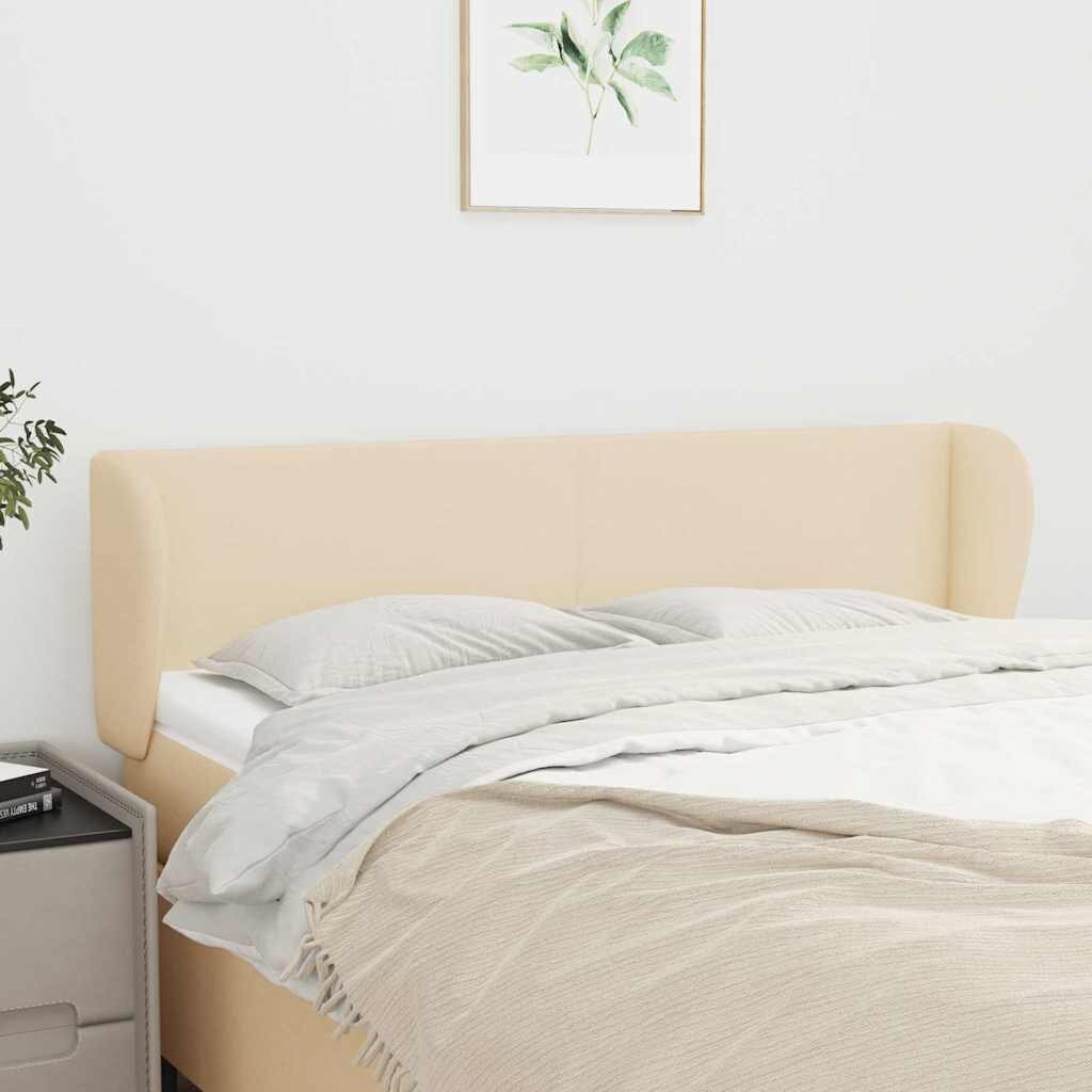 vidaXL Горна табла за легло с уши кремава 147x23x78/88 см плат