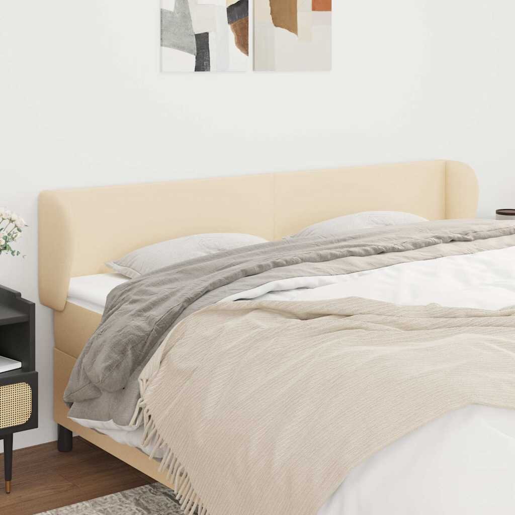 vidaXL Горна табла за легло с уши кремава 183x23x78/88 см плат