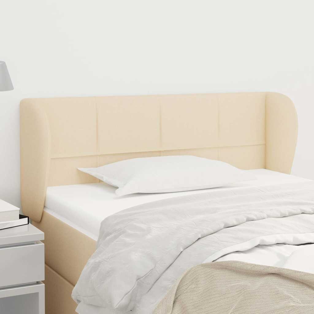 vidaXL Горна табла за легло с уши кремава 93x23x78/88 см плат