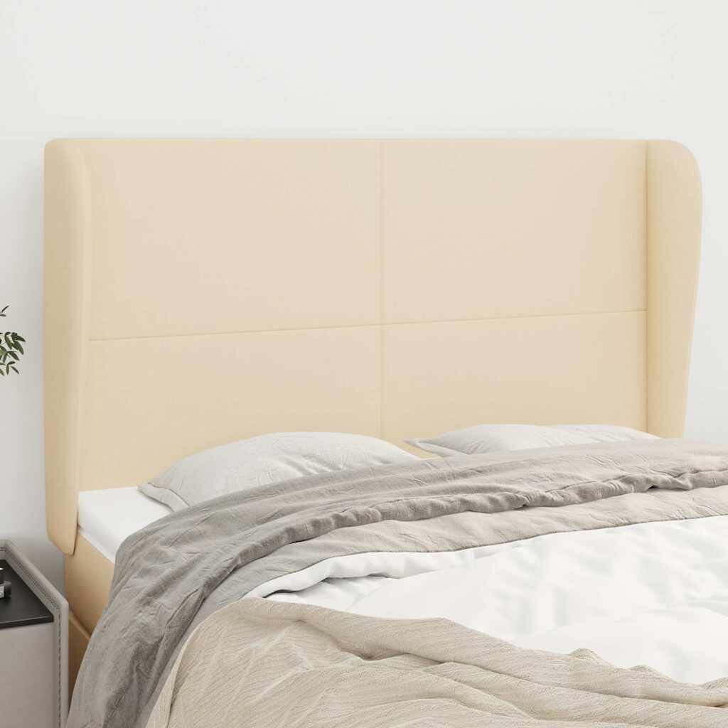 vidaXL Горна табла за легло с уши кремава147 x 23 x 118/128 см плат