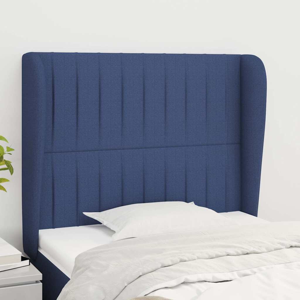 vidaXL Горна табла за легло с уши синя 103x23x118/128 см плат