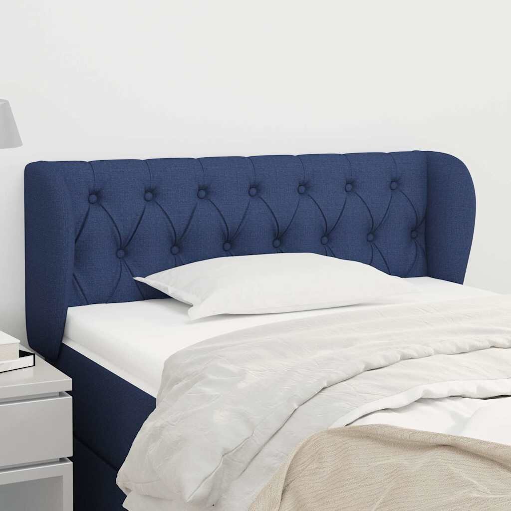 vidaXL Горна табла за легло с уши синя 103x23x78/88 см плат