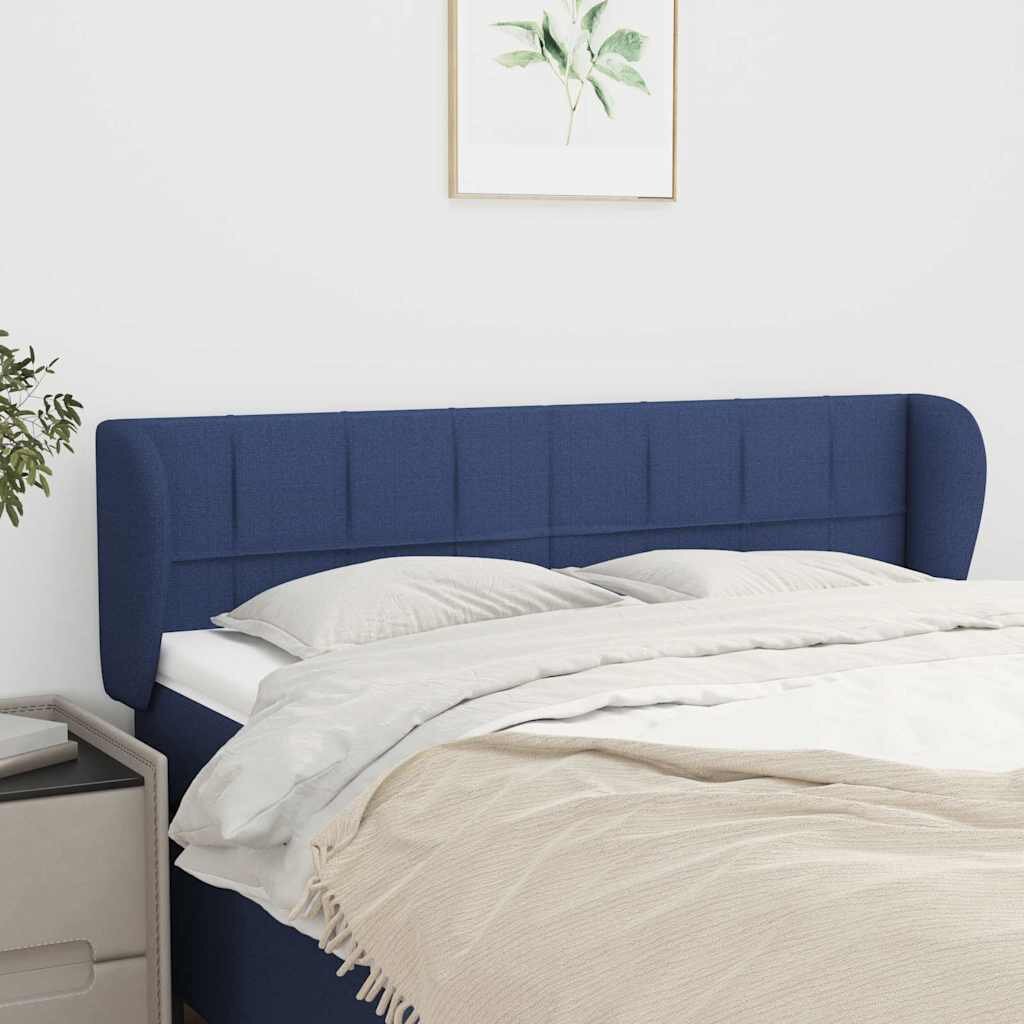 vidaXL Горна табла за легло с уши синя 147x23x78/88 см плат