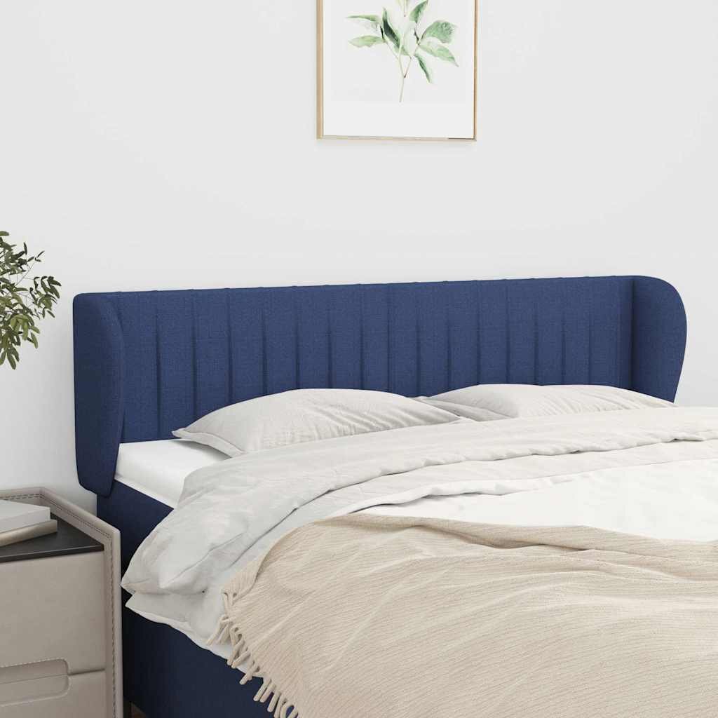 vidaXL Горна табла за легло с уши синя 147x23x78/88 см плат