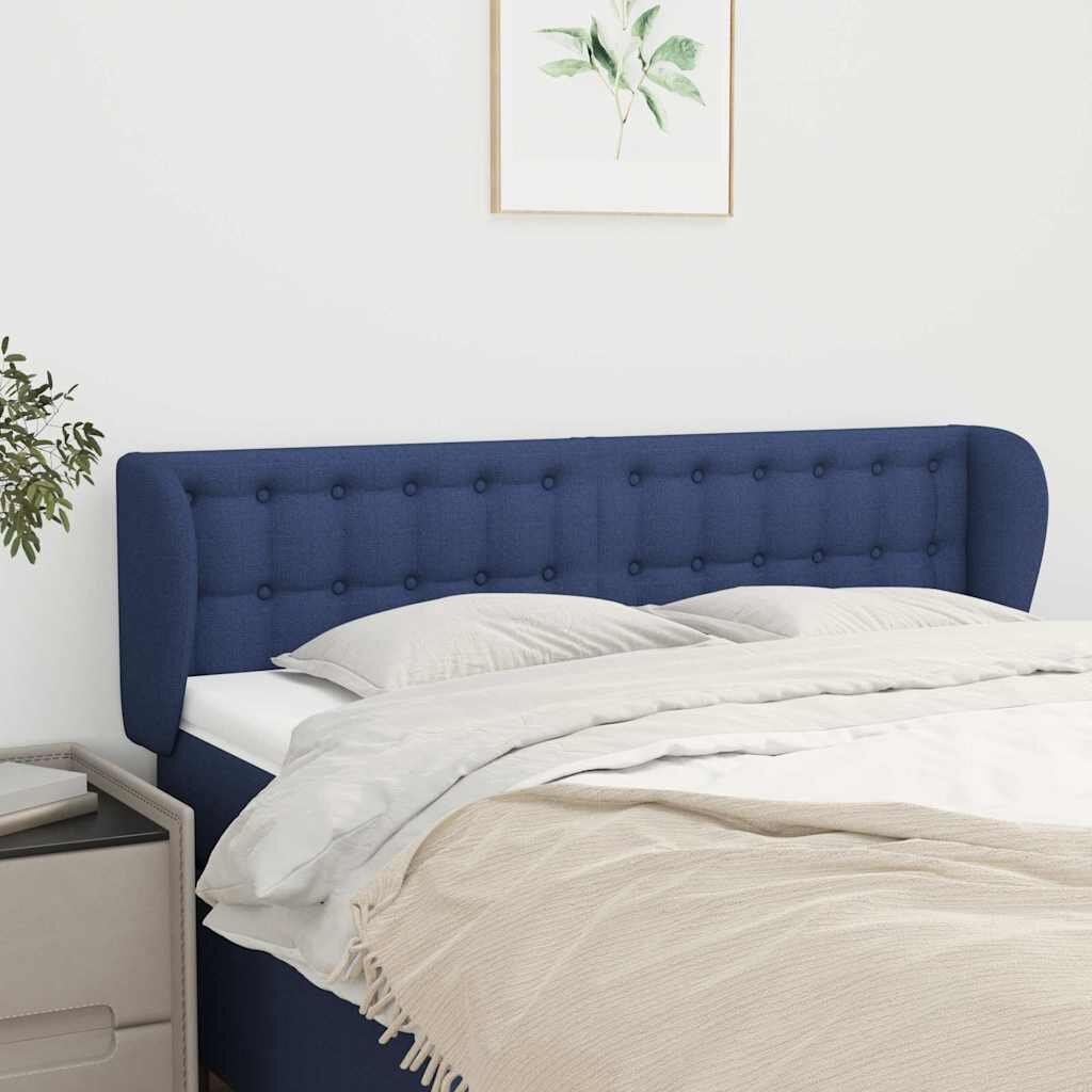vidaXL Горна табла за легло с уши синя 147x23x78/88 см плат