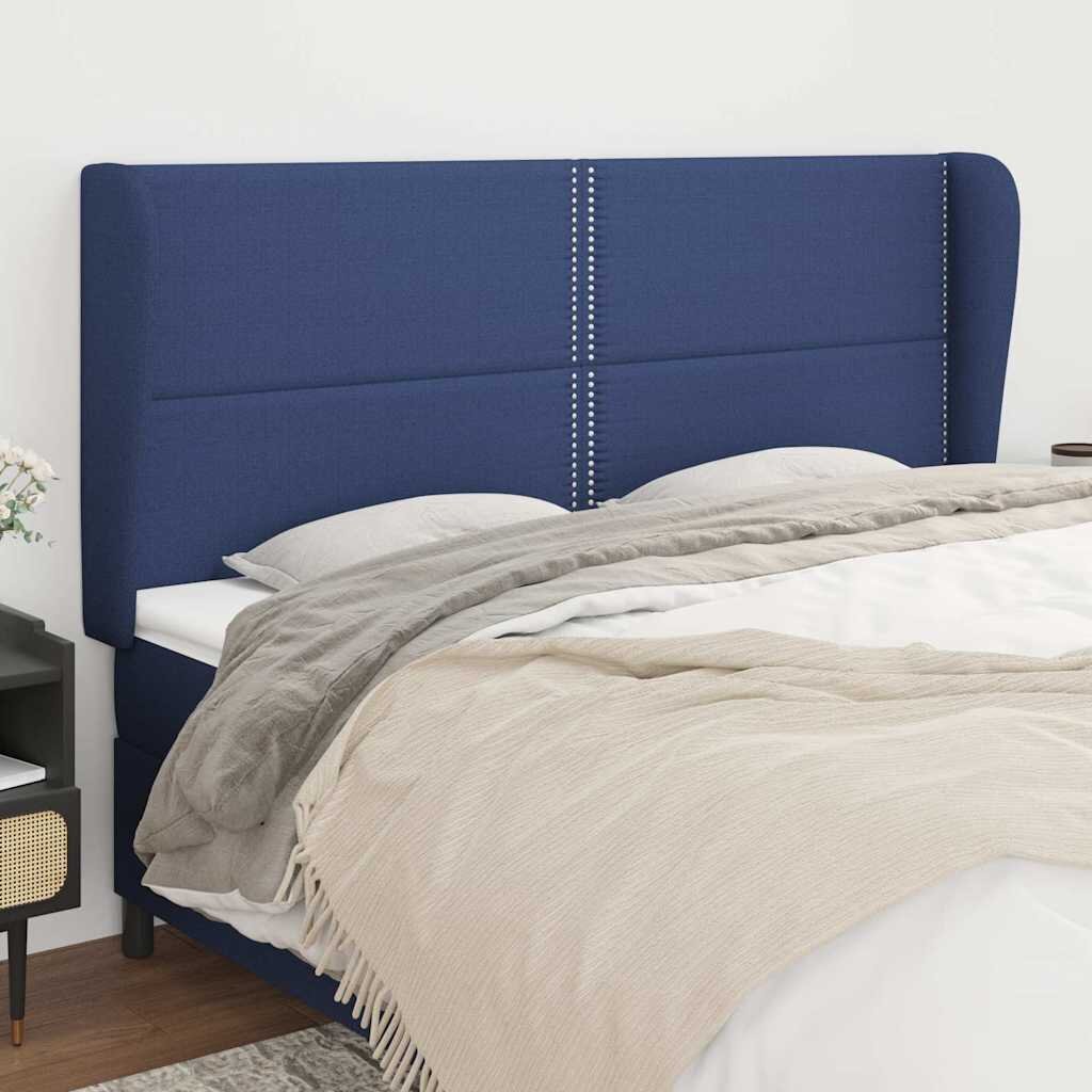 vidaXL Горна табла за легло с уши синя 183x23x118/128 см плат