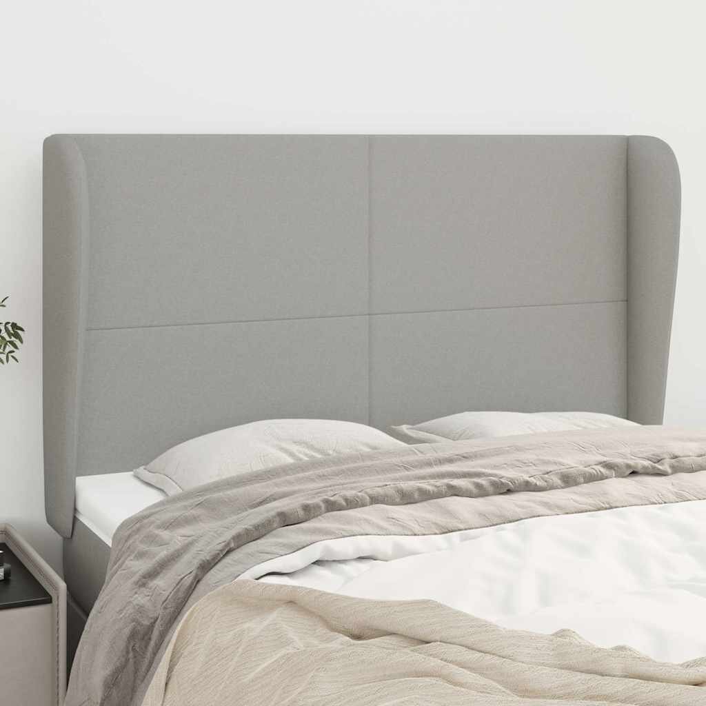 vidaXL Горна табла за легло с уши светлосива 147x23x118/128 см плат