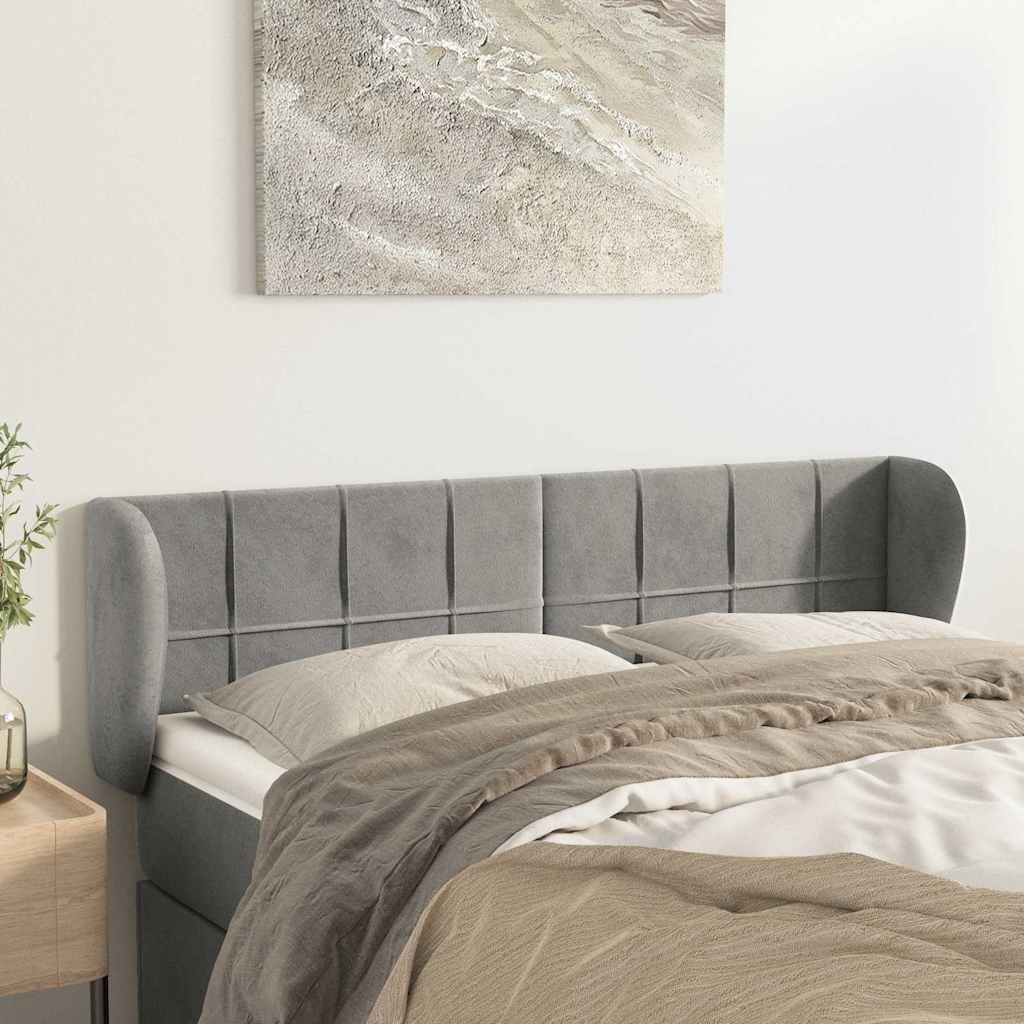 vidaXL Горна табла за легло с уши светлосива 147x23x78/88 см кадифе