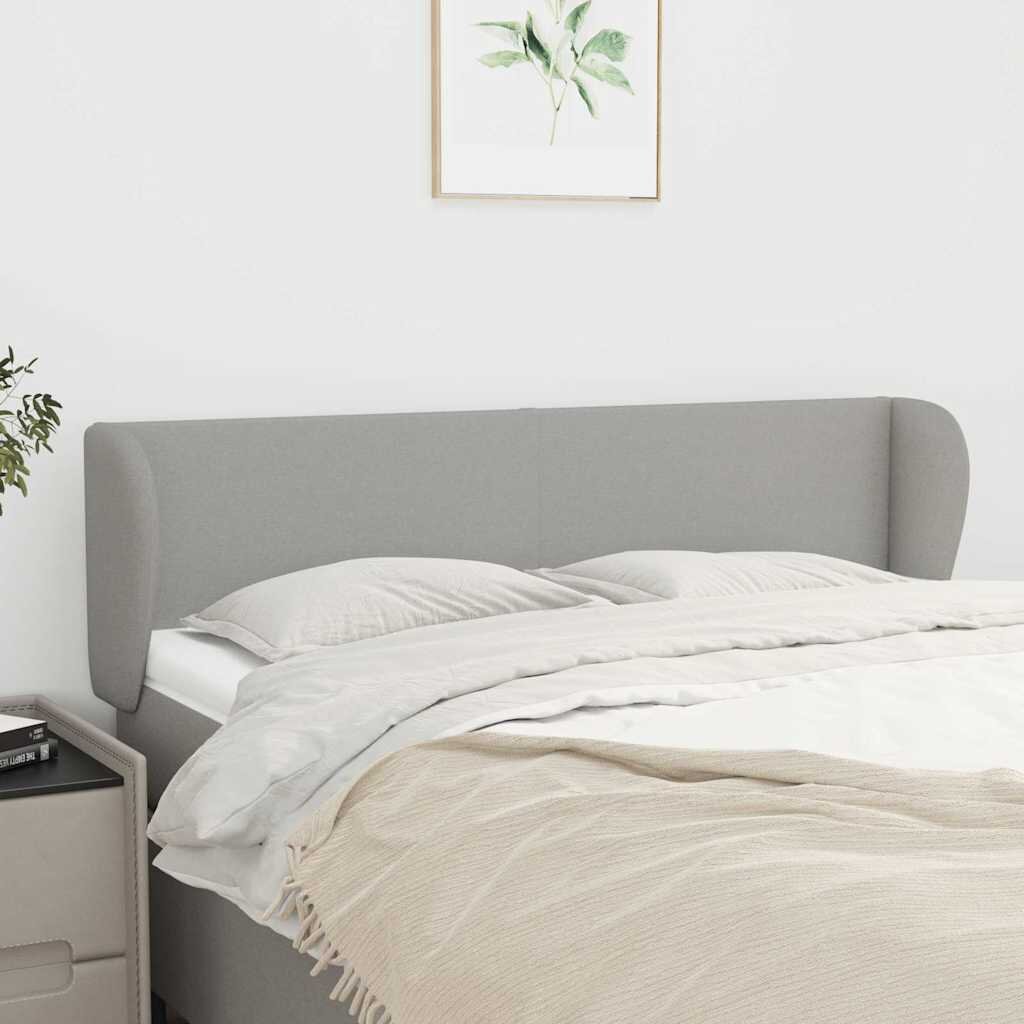 vidaXL Горна табла за легло с уши светлосива 147x23x78/88 см плат