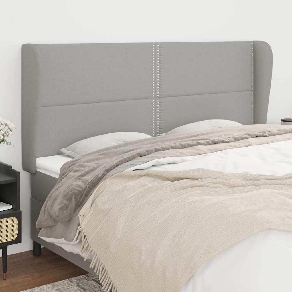 vidaXL Горна табла за легло с уши светлосива 203x23x118/128 см плат