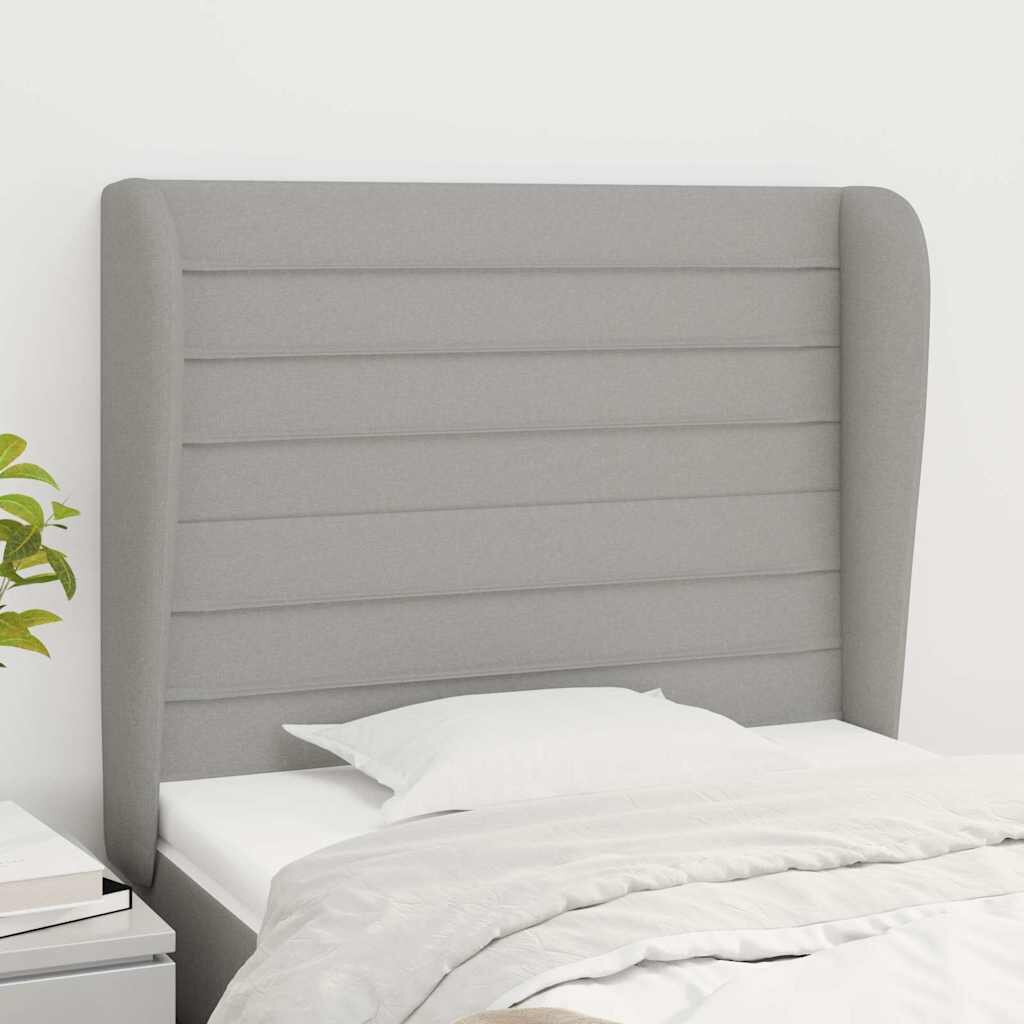 vidaXL Горна табла за легло с уши светлосива 83x23x118/128 см плат