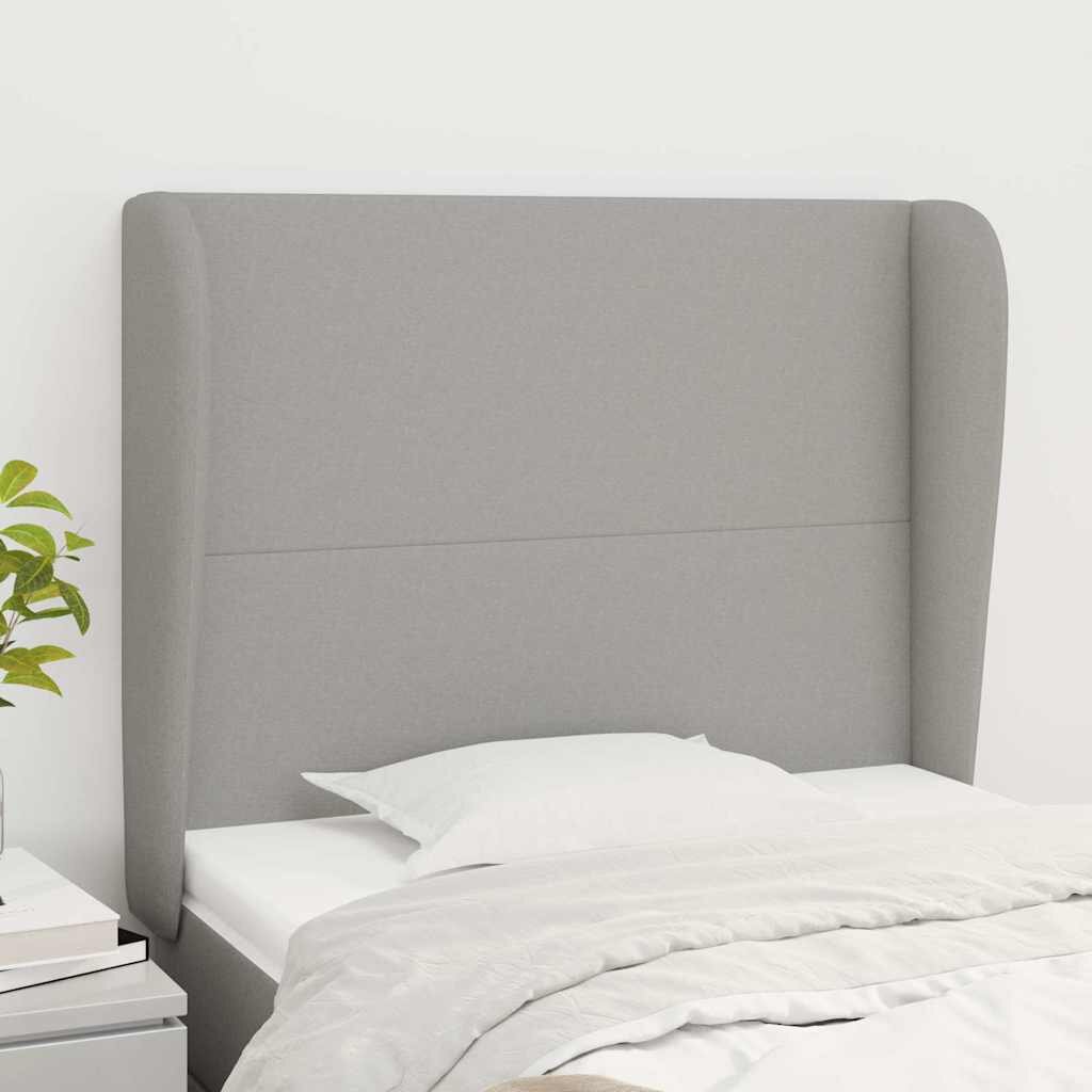 vidaXL Горна табла за легло с уши светлосива 93x23x118/128 см плат