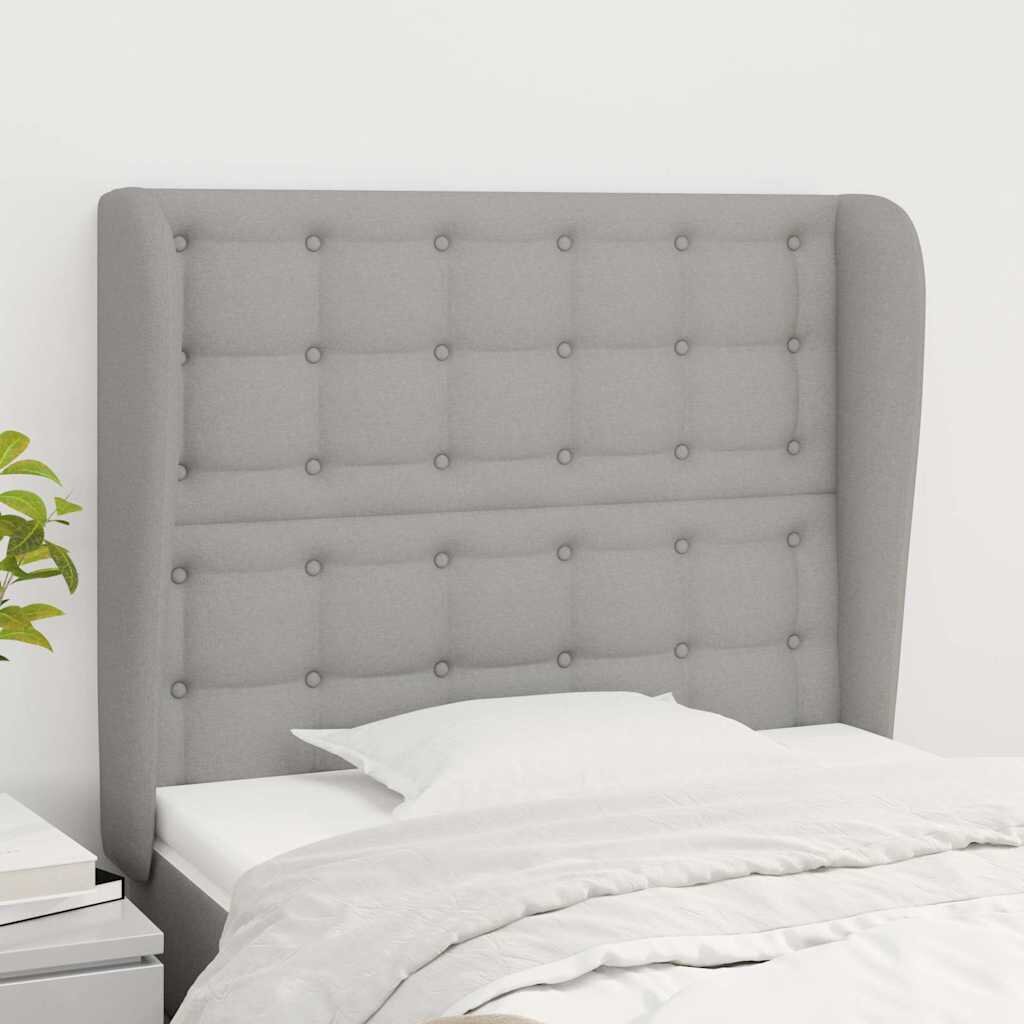 vidaXL Горна табла за легло с уши светлосива 93x23x118/128 см плат