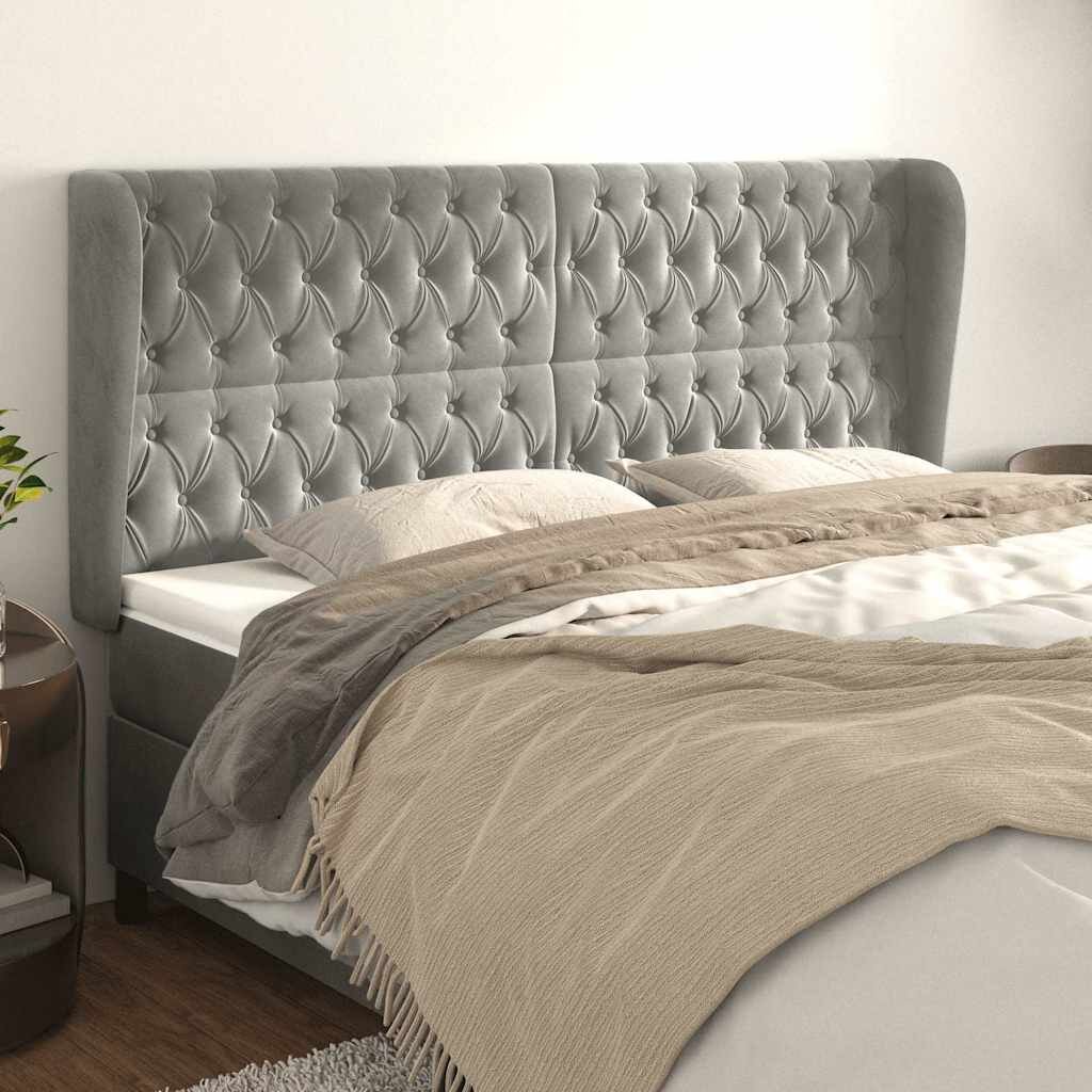vidaXL Горна табла за легло с уши светлосива183x23x118/128 смкадифе