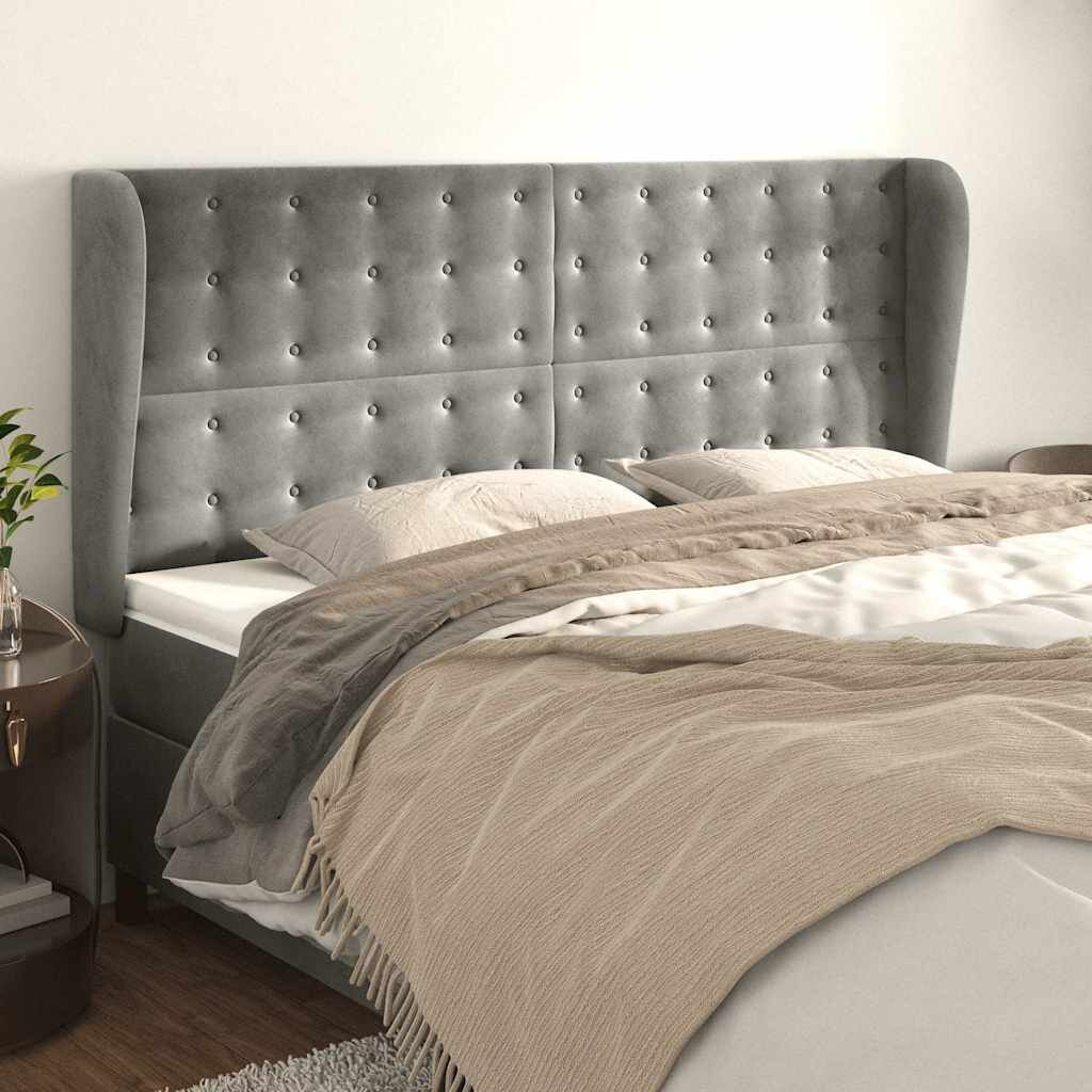 vidaXL Горна табла за легло с уши светлосива183x23x118/128 смкадифе