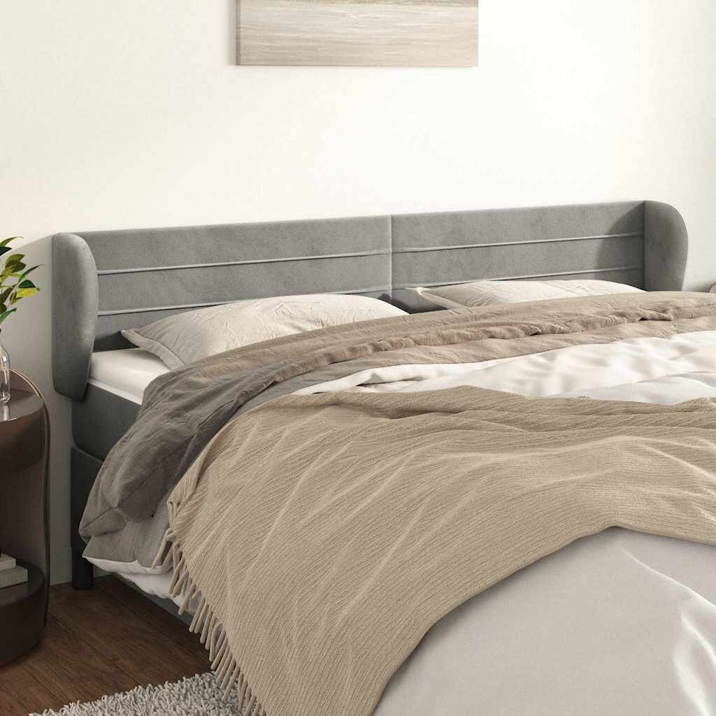 vidaXL Горна табла за легло с уши светлосива183x23x78/88 см кадифе
