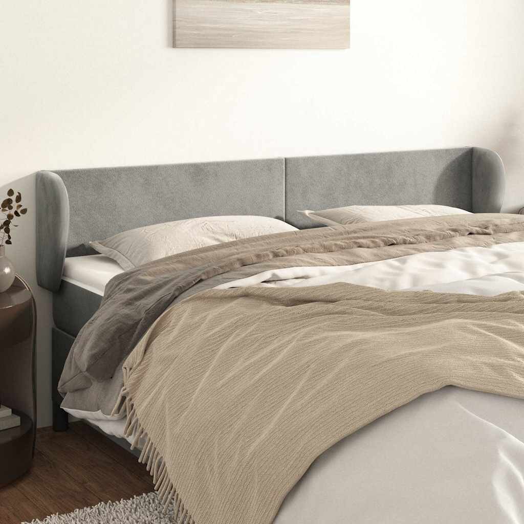 vidaXL Горна табла за легло с уши светлосива183x23x78/88 см кадифе