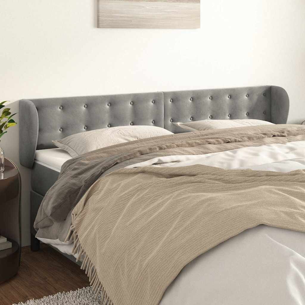 vidaXL Горна табла за легло с уши светлосива183x23x78/88 см кадифе