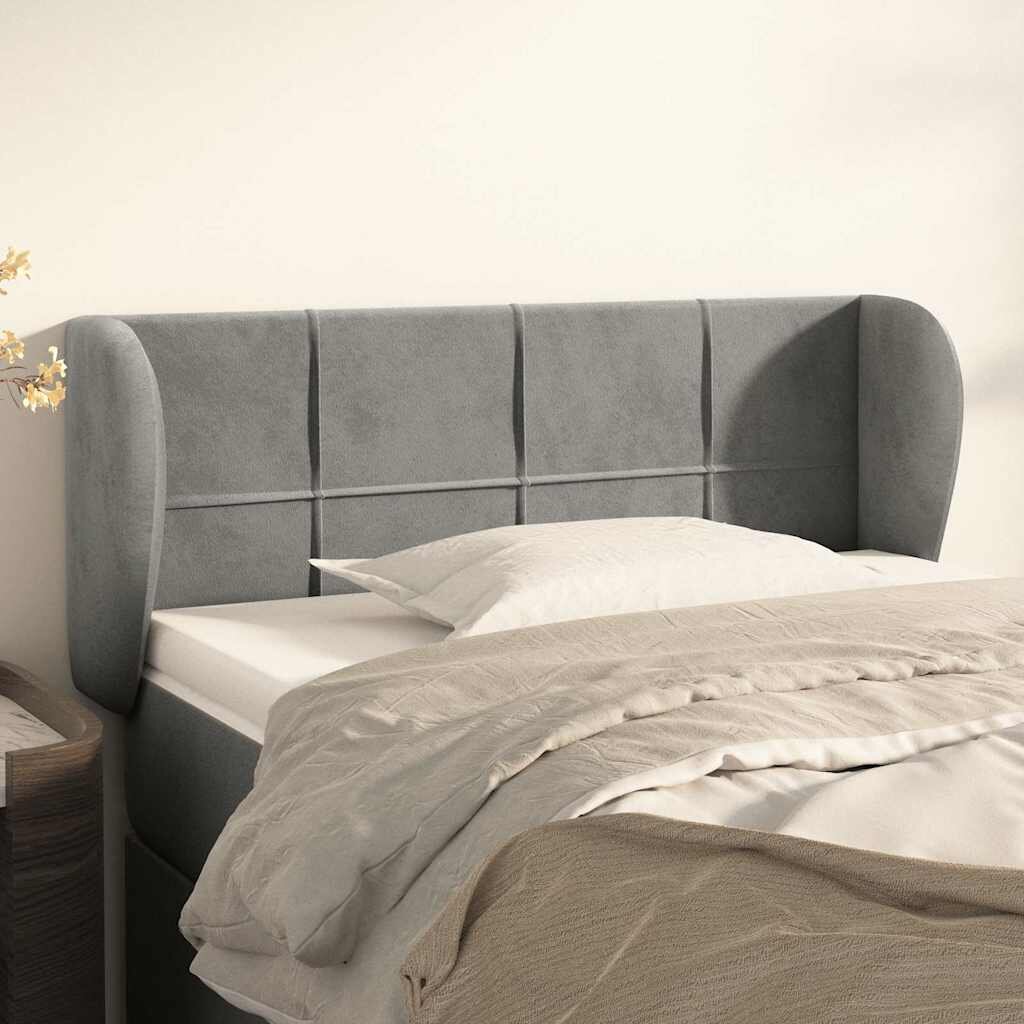 vidaXL Горна табла за легло с уши светлосива83x23x78/88 см кадифе
