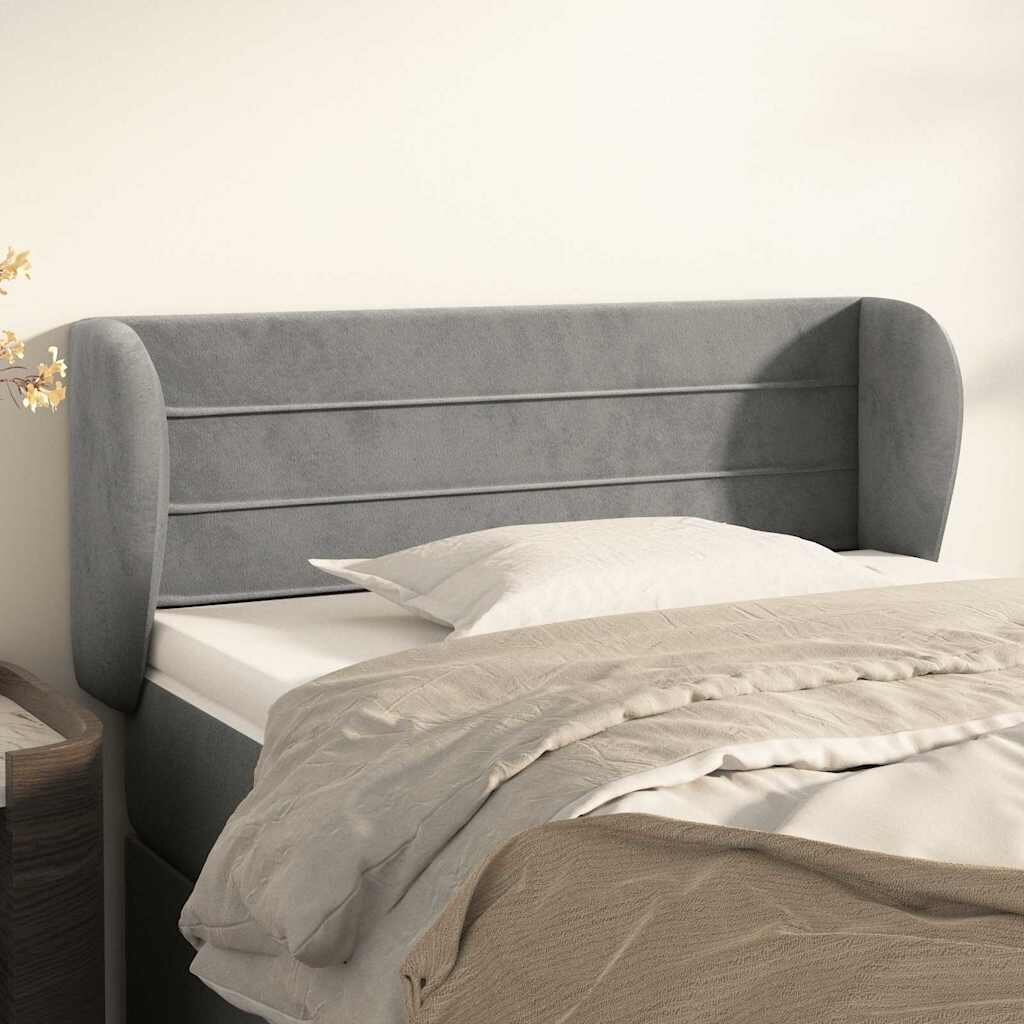 vidaXL Горна табла за легло с уши светлосива83x23x78/88 см кадифе