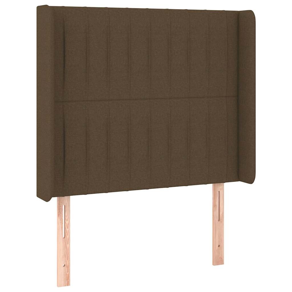 vidaXL Горна табла за легло с уши тъмнокафява83x16x118/128 см плат